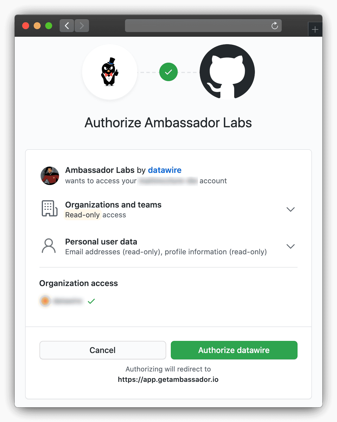 Authorize Ambassador labs form